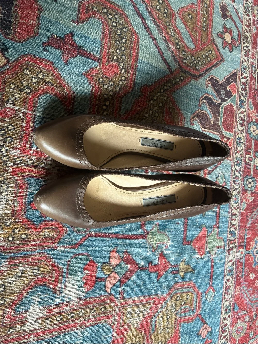 Prada Brown Leather Pointed-Toe High Heel Pumps - Picture 2 of 6